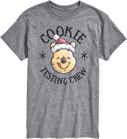 Men's Winnie the Pooh Christmas Cookie Testing Crew Short Sleeve Graphic T-Shirt - Athletic Heather - Small