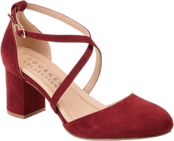 Journee Collection Womens Foster Wide Width Almond Toe Mid Block Heel Pumps Wine 7