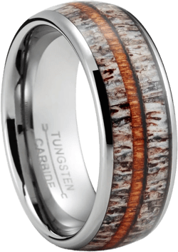 Metal Masters CO. Tungsten Carbide Mens Ring Wedding Band Deer Antler Whiskey Barrel Wood 8MM Comfort-Fit Black | Amazon.com
