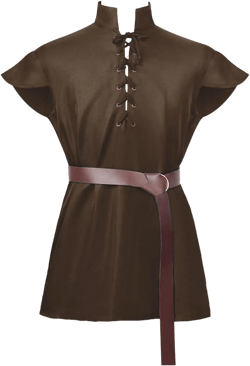 Men Medieval Costume Vintage Lace up Viking Tunic Renaissance Knight Warrior Shirt Halloween Cosplay Pirate CostumeA A - Brown(include Belt) Medium
