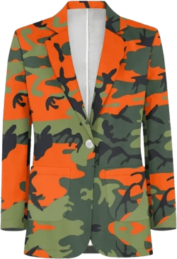 Men's Cozy One Button Suit Long Sleeve Blazer Jackets with Pockets Lightweight Knit Sport Coat for Business,Party 5X-Large Orange Green Camo