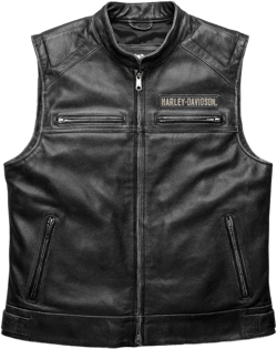 Iconic HD Men’s Passing Link Leather Biker Vest – Motorcycle Road Warrior 4X-Large Black Faux Leather