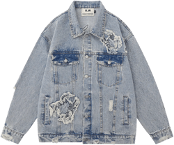 Men Denim Jacket Embroidered Spider Denim Jacket Men Loose Wash Do the Old Cowboy Coat