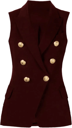 Generic Women's Suit Vest Double Breasted Business Workwear Professional Waistcoat For Lady Medium Red
