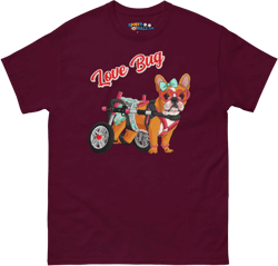 "Love Bug" Female French Bulldog in Donut Skirt Men's Classic Tee | Red & White Colored