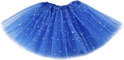 TWINKLEDE Women's Tulle Ballet Tutu Skirt Glitter Sparkle Layered Tutu Skirts with Stars for Women and Girls 66 Short Royal Blue