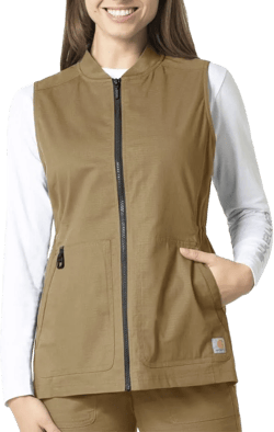 Carhartt Women's Modern Fit Zip-Front Utility Vest Small Dijon