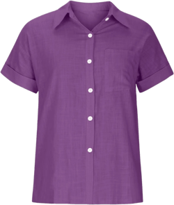 Womens Button Down Cotton Linen Shirts V Neck Roll Up Short Sleeve Blouses Loose Collared Shirt Summer Casual Tops XX-Large B02_purple