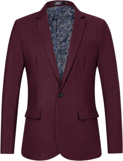 AIFARLD Blazer for Men Slim Fit Tweed Blazers for Mens One Button Solid Color Jacket Blazer Suit for Business Casual X-Large Wine Red