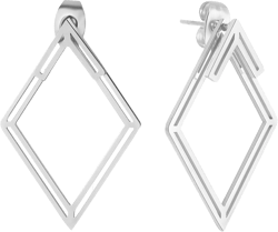 Boho Square Stud Earrings Jackets, Minimalist Geometric Stainless Steel Gold Ear Stud Earrings Front Back Earrings for Women silver