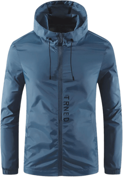 Rain Jacket Men Waterproof Windbreaker Lightweight Hooded Raincoat Full Zip Sun Protection Hoodie for Hiking Fishing Large Blue