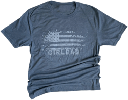 Girldad® USA Distressed Flint Blue Flag T-Shirt Small &lt;P&gt;girldad Usa Distressed Flag on Our Popular Flint Blue Shirt! the Softest Tee in the Usa! Represent the Usa and Your Girls in This Favorite Fit Men's Tee.&lt;/P&gt; &lt;P&gt; 50/25/25 Poly/Combed Ring Spun Combed Cotton/Rayon Tri-blend Fabric Infuses Each Garment With Unique Character. Please Allow for Slight Color Variations.&lt;/P&gt; &lt;P&gt;mens Sizes S-4xl&lt;/P&gt;