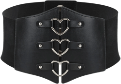 Felite Fnn Women Heart Shape Wide PU Leather Waist Belt Elastic Band Stretch Corset Belt XS: Suitable waist: 26.77-29.9in