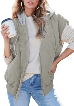 EVALESS Puffer Vest Women Cropped Hooded Zip Up Quilted Sleeveless Jackets 2025 Fall Lightweight Coat with Pockets at Amazon Women's Coats Shop