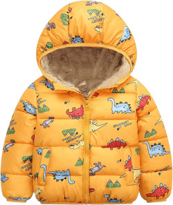 Toddler Boys Girls Sherp𝐚 Lined Winter Coat Hooded Puffer Jacket Lightweight Packable Down Coat Boys Linen Outfit 18-24 Months Yellow