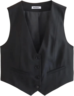 Pofihavi Cropped Suit Vest for Women 2024 Button Up Business Casual Dressy Waistcoat Vest Tops
