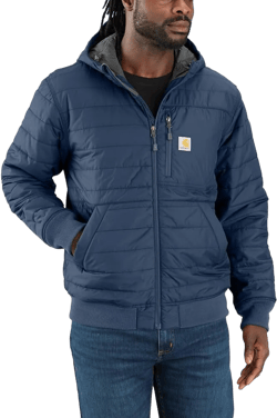 Carhartt Men's Rain Defender Relaxed Fit Lightweight Insulated Hooded Jacket Large Tall Dark Blue