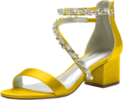 Anna's Bridal White Block Heels Sandals for Women Wide Width Crystal Wedding Shoes for Bride Low Heel Comfortable Pump for Prom Party 6 Gold
