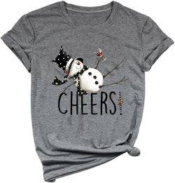 Ykomow Tipsy Snowman Wine Cheers Sweatshirts Women Long Sleeve Christmas Graphic Tees Funny Xmas Tops (S, TEE-Grey1) : Clothing, Shoes & Jewelry