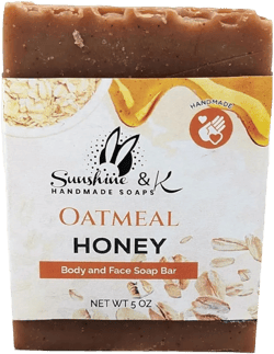 Oatmeal Honey - Body & Hand Soap Bar, Handmade Bath Soap, Moisturizing Bar Soap With Beeswax, Rice Bran Oil, & Natural Base Oils, Soap Bars, 5 oz - Sunshine & K Handmade Soaps
