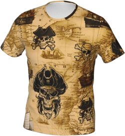 Unisex T-Shirt Print Graphic Tee Small Retro Vintage Yellow Pirate