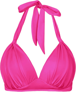 Women's Retro 50s Plaid Pattern Polka Dot Halter Molded Soft Pads Vintage Bikini Swimsuits Tops Medium Rose Red