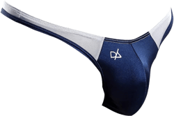Daniel Alexander Mens Sexy Pouch Enhancing Bikini Underpants Soft Low Waist Back Sheer Underwear Medium Navy/Grey