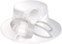 Womens Church Derby Dress Hat Wide Brim Crystal Tea Party Wedding Hats One Size White