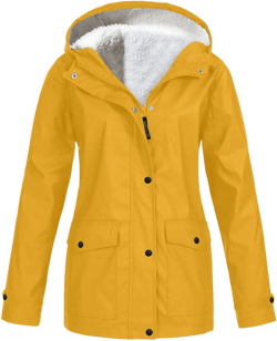 GOKKILRW Women's Hooded Rain Jacket Zip Lined Long Sleeve Outdoor Hiking Camping Raincoat Lightweight Waterproof Windbreaker X-Large B Yellow