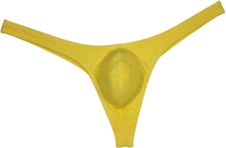 OROCOJUCO Men's Low-Rise Spandex Thong Underwear Minimal Coverage Dots Bikini G-String Medium Yellow