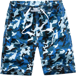 Boys Camouflage Print Swim Trunks Quick Dry UPF 50+ Beach Shorts Toddler Infant Swimsuit Bathing Suit Swimm Shorts Blue 8-9 Years
