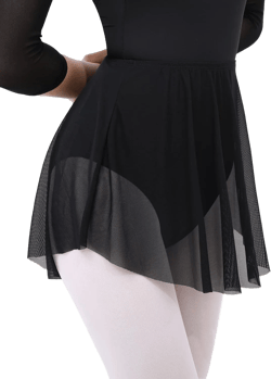 Pull on Ballet Skirt for Women Adult Girls Toddler Dance Skirt Mesh Ballerina Skirt Stretchy Ballet Dance Skirt Large Black