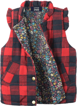 LittleSpring Girls Winter Puffer Vest Lightweight Quilted Vest Outerwear Warm Sweet Plaid Red 8