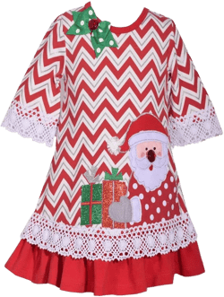 Bonnie Jean Little Girls Christmas Chevron Santa Surprise Dress