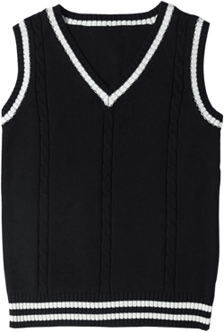 Locachy Women's Slim V Neck Sleeveless Sweater Vest Cable Knit Pullover Sweater XX-Large Black