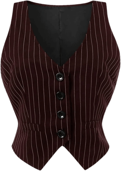 Bollrllr Women's Sleeveless Vest Slim Stripe Vintage Vest Business Casual Vest Small Burgundy