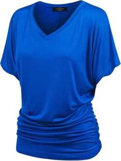 Made By Johnny Women's Casual Solid Short Sleeve Boat Neck/V Neck Dolman Top T Shirt with Side Shirring XX-Large Wt1037_royal_brite