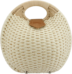 Women Shell Shape Straw Bag Rattan Woven Beach Handbags Summer Straw Tote Bag White