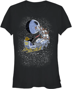 Juniors Womens Star Wars Christmas Darth Vader Santa's Sleigh T-Shirt - Black - Medium