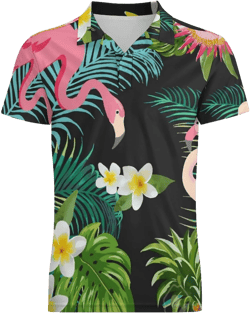 UNMUTTON Tropical Flower Hawaii Golf Shirts for Men Polo Shirts Quick-Dry Short Sleeve Athletic T-Shirt Tennis Collared Shirt