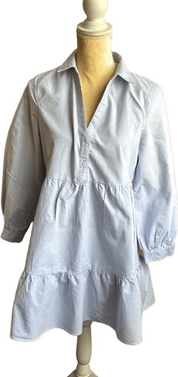 Zara Women’s Baby Doll Style Cotton Dress Sz S Light Blue