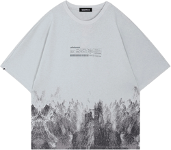 Vamtac Mens Oversized Graphic Tees Y2k Snow Mountain Graffiti Short Sleeve Shirts Streetwear Summer Tops Unisex Grey Small