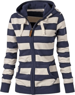 Canbebig Zipper Hoodies for Women Color Block Sweatshirt Lightweight Striped Jacket Long Sleeve Hooded Jacket with Pockets Medium Navy