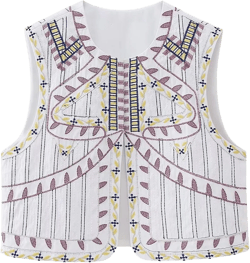 NUFIWI Women Vintage Embroidered Floral Vest Top Y2k Sleeveless Open Front Crop Vest Boho Floral Waistcoat Jacket Small White