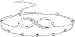 MISSLAN Ankle Bracelets for Women Anklets for Women 925 Sterling Silver Ankle Bracelets Infinity Chain Layered Adjustable Womens Ankle Bracelet: Clothing, Shoes & Jewelry