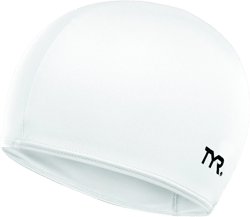 TYR Lycra Fiber Adult Swim Cap for Women and Men - Recreational and Training Cap for Lap Swimming, Casual Use - UPF 50+ Sun Protection - Nylon/Lycra White