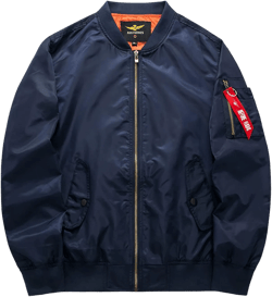 PEHMEA Men's Bomber Jacket Casual Long-Sleeve Zipper Military Flight Jacket Outerwear Windbreaker Coat Small Blue