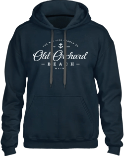 Old Orchard Beach Sweatshirt - Maine Script Logo with Anchor Icon - Heavy & Warm Hooded Sweatshirt (Unisex Hoodie)