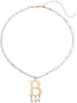 Anne Faux Pearl Necklace Vintage Medieval Renaissance B Pendant Baroque Pearl Necklace for Women Costume