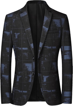 Mens Wool Blend Blazer Jacket Lightweight Herringbone Tweed Blazer Wedding Prom Dinner Two Button Casual Sport Suit Coat 3X-Large K#black